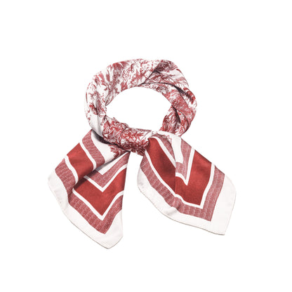 Scarf satin burgundy  print  square 70 X 70