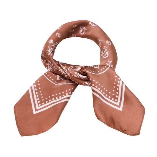 Square scarf brown print 70 x 70 cm