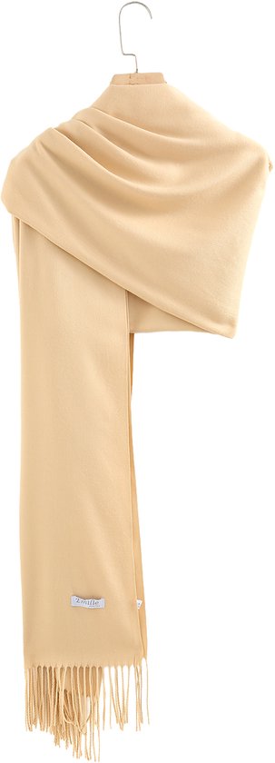 Beige shawl pashmina XL 100% recycled polyester 220X90CM