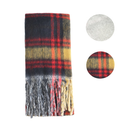 Two toned Checked print scarf off white