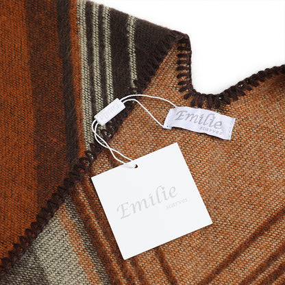 Winter Poncho orange stripes