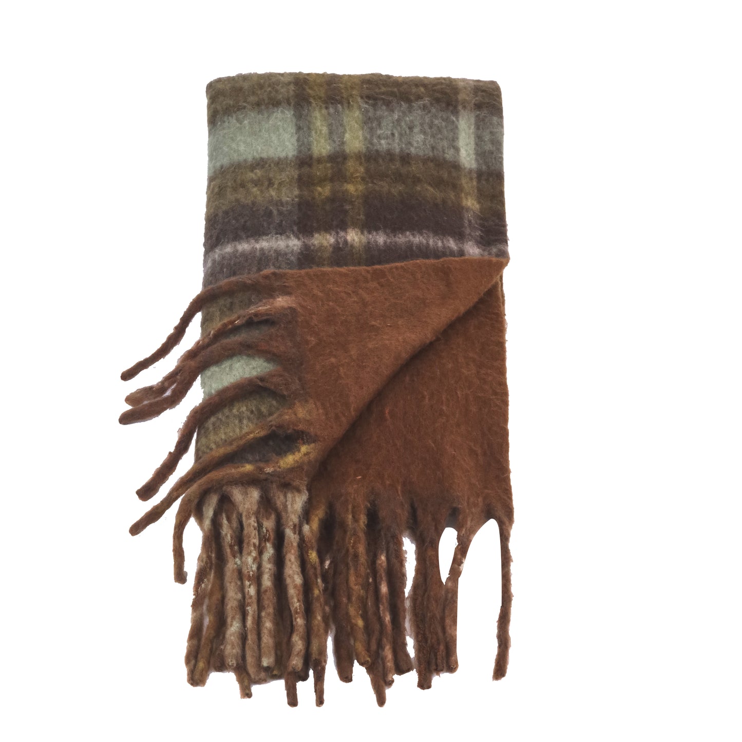 Two toned Checked print scarf brown