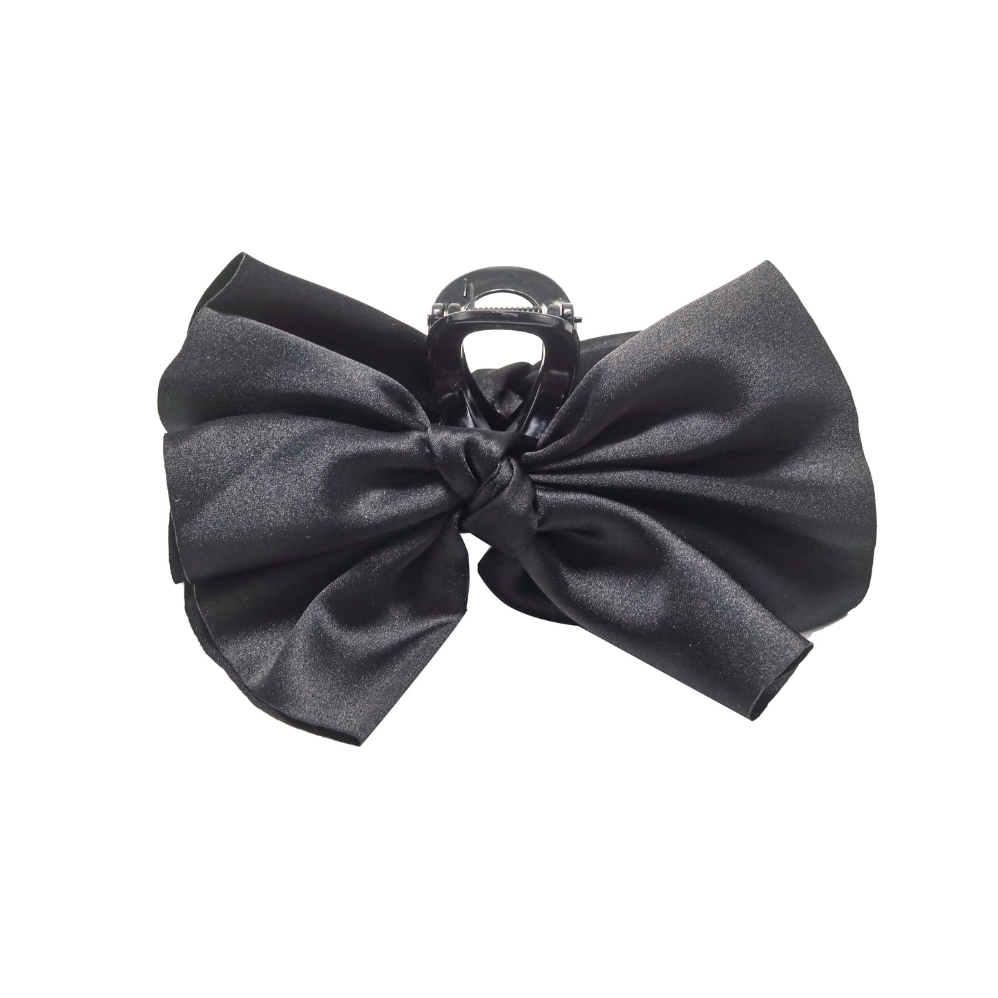 Hair clip black  bow satin