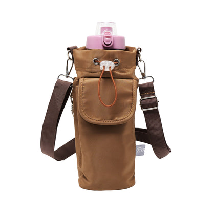 Sports water bottle bags–adjustable shoulder strap - Water-Resistant (23x14cm)-Brown