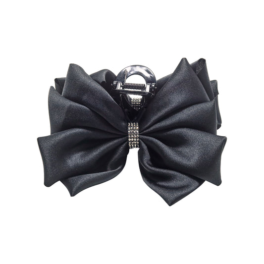 Hair clip black bow  black glitter