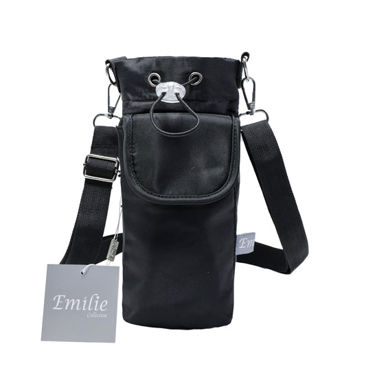 Sports water bottle bags–adjustable shoulder strap - Water-Resistant (23x14cm)-black