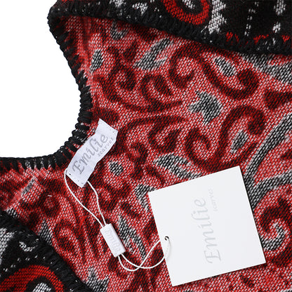 Winter Poncho red flower print