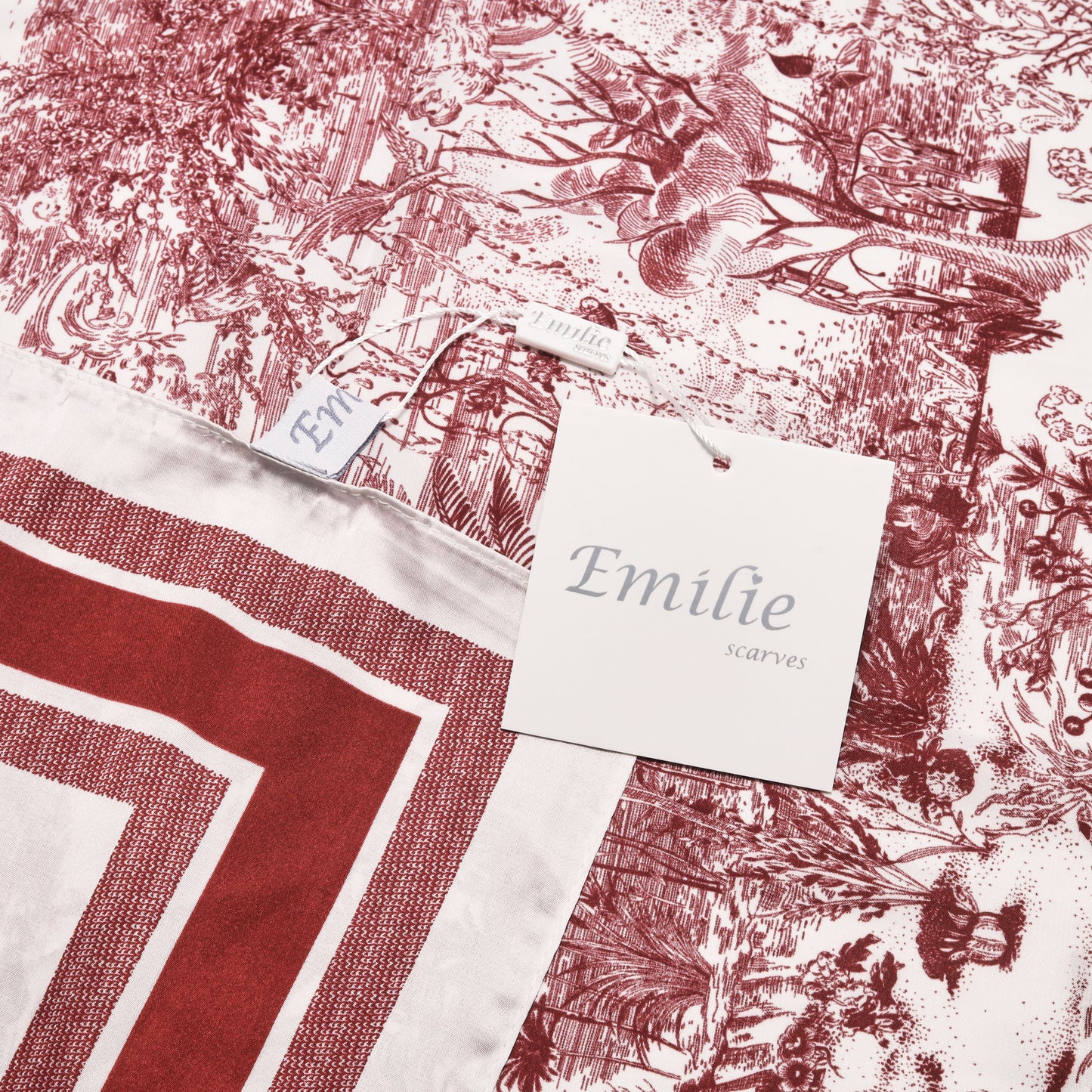 Scarf satin burgundy  print  square 70 X 70