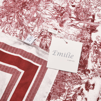 Scarf satin burgundy  print  square 70 X 70