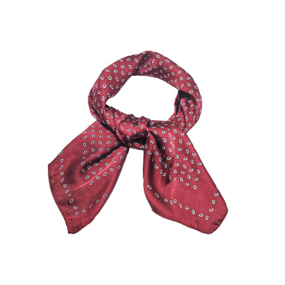 Scarf satin  burgundy  print  square 70 x 70 cm