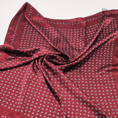 Scarf satin  burgundy  print  square 70 x 70 cm
