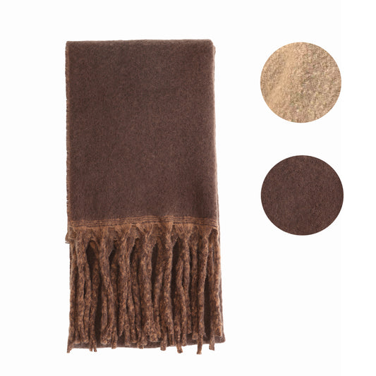 Two-tone winter scarf brown & camel