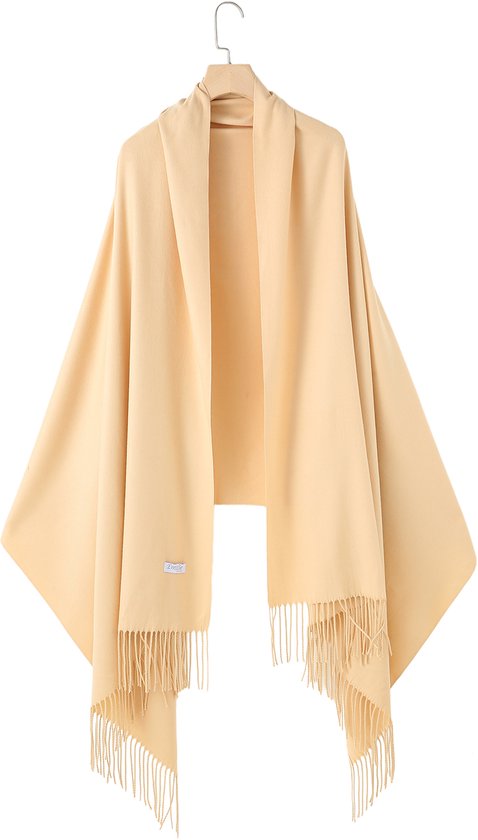 Beige shawl pashmina XL 100% recycled polyester 220X90CM
