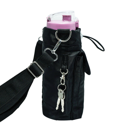 Sports water bottle bags–adjustable shoulder strap - Water-Resistant (23x14cm)-black