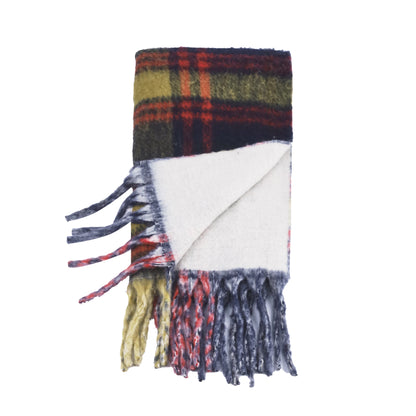 Two toned Checked print scarf off white