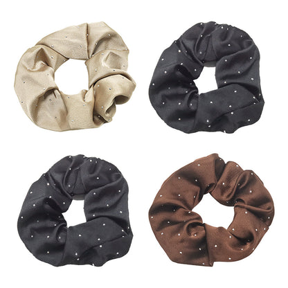 Scrunchie satin glitter rhinestones black brown beige set of 4