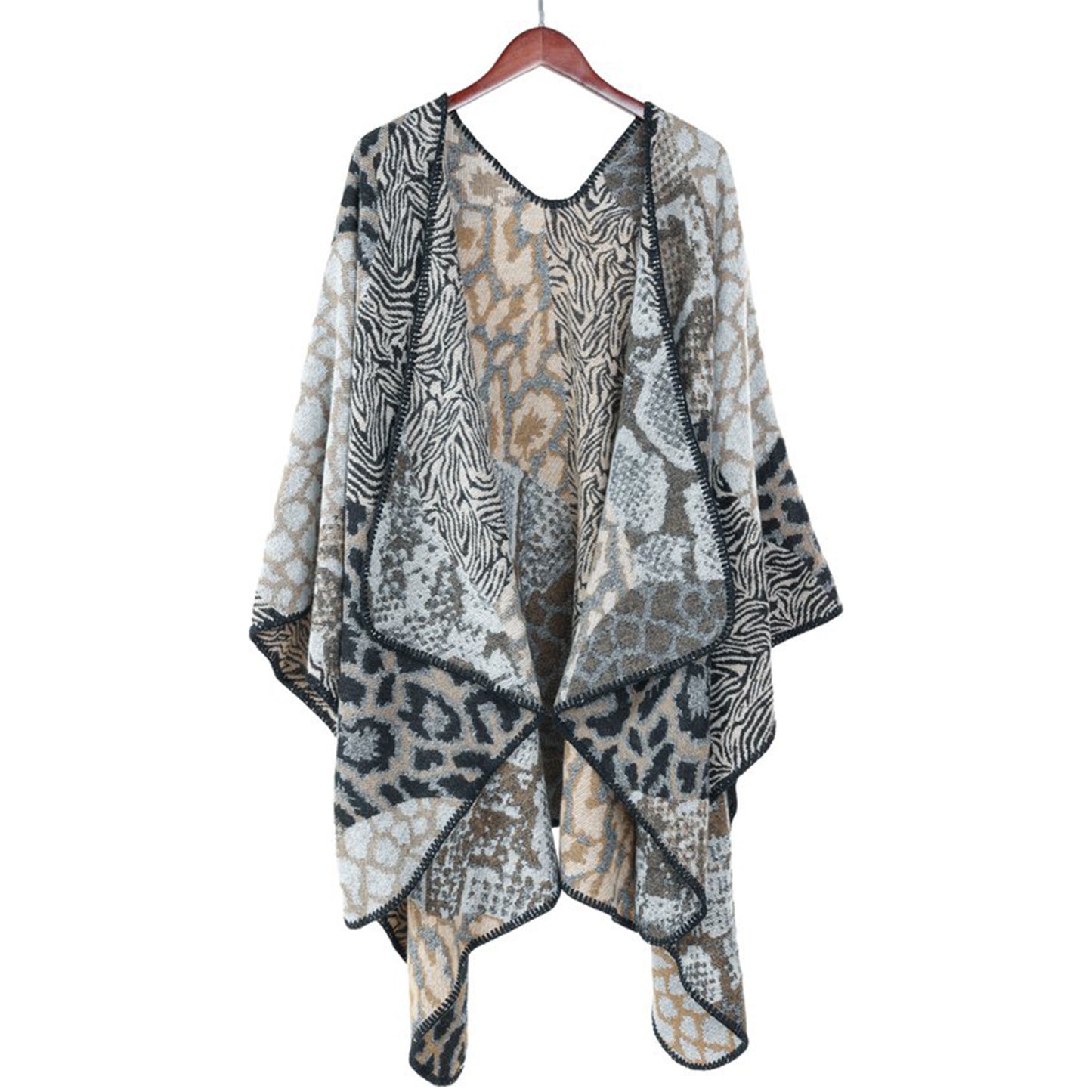 Emilie scarves  poncho cape dierenprint panterprint mix - omslagdoek