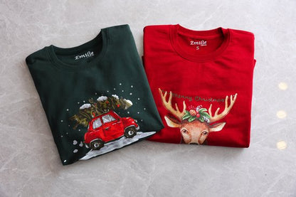 Christmas sweater red  reindeer chic  stylish