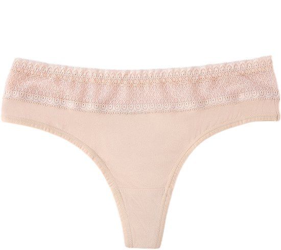 Thong 5 pieces beige cotton lace