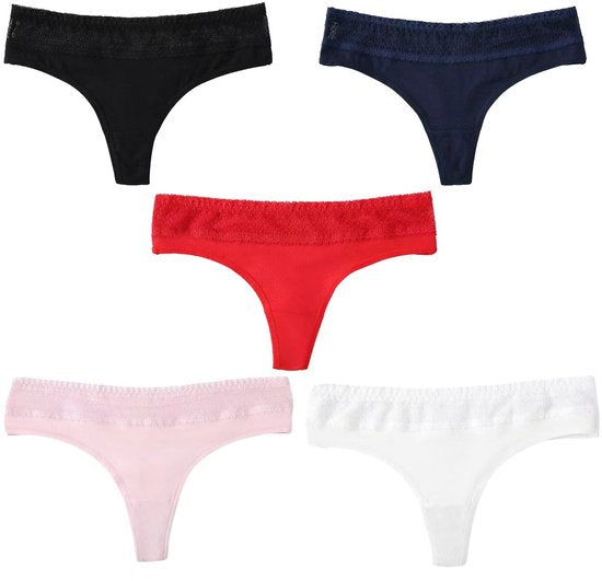Thong 5 pieces cotton lace