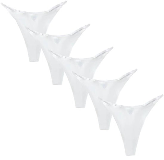 Thong set of 5 minimalist with narrow band white