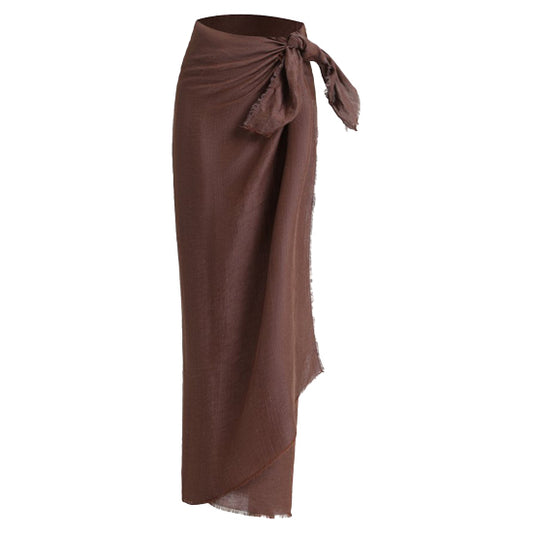 Pareo linen mix 190X120CM brown