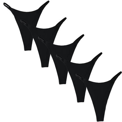 Thong set of 5 minimalist with narrow band black