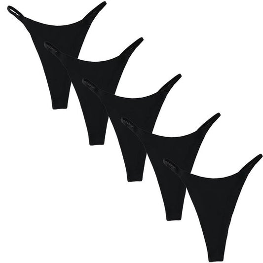 Thong set of 5 minimalist with narrow band black