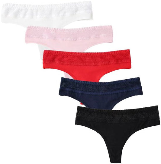 Thong 5 pieces cotton lace