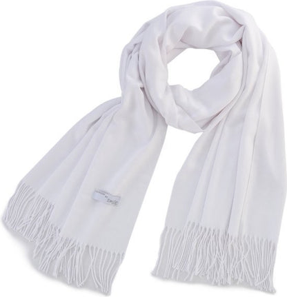 White shawl pashmina XL 100% recycled polyester 220X90CM