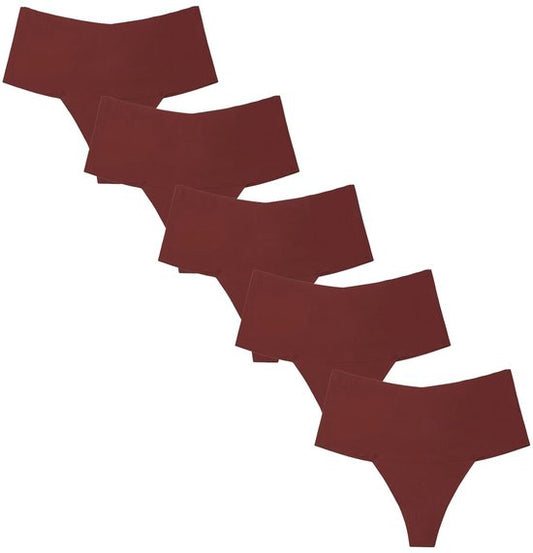 Thong high waist  5 pieces brown