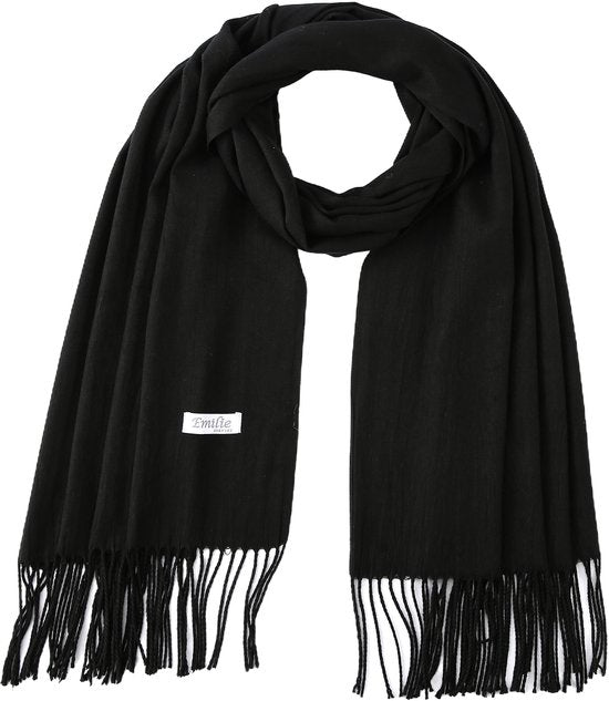Black pashmina shawl 200X70CM 100% recycled polyester