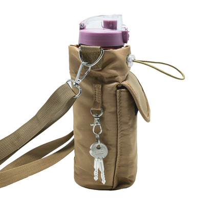Sports water bottle bags–adjustable shoulder strap - Water-Resistant (23x14cm)-beige
