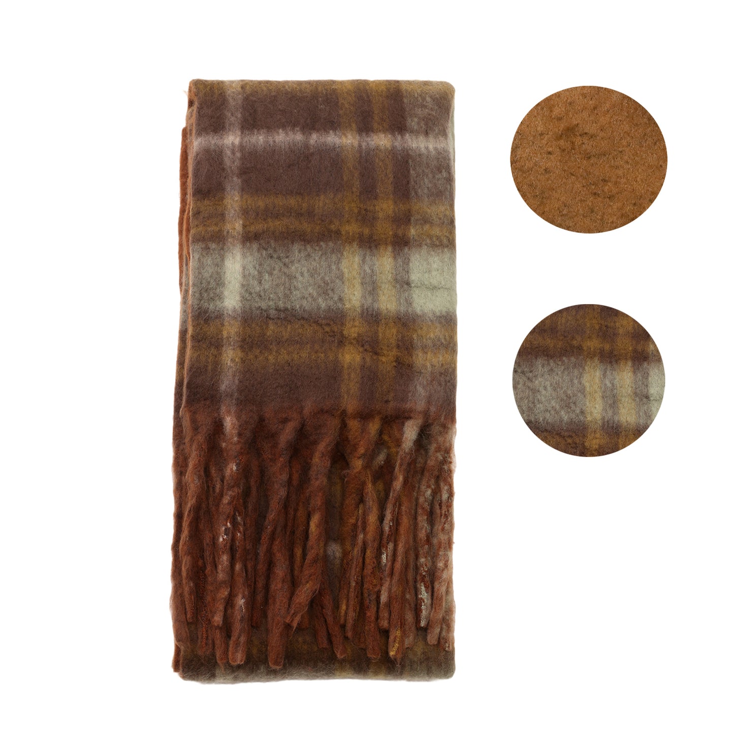 Two toned Checked print scarf brown