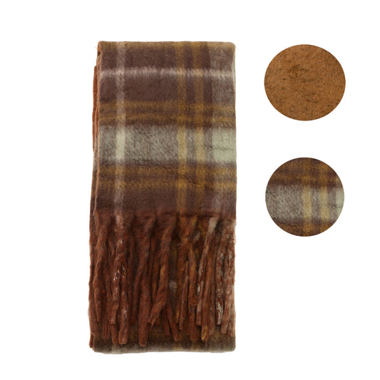 Two toned Checked print scarf brown