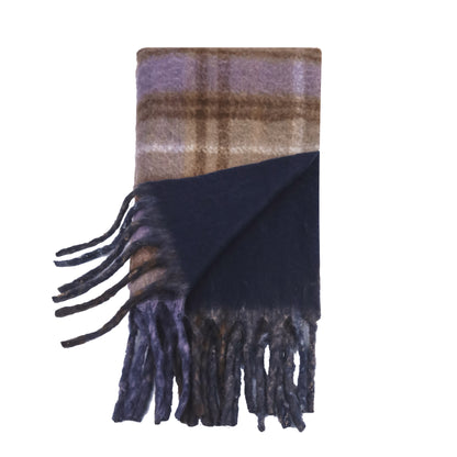 Two toned Checked print scarf navy blue