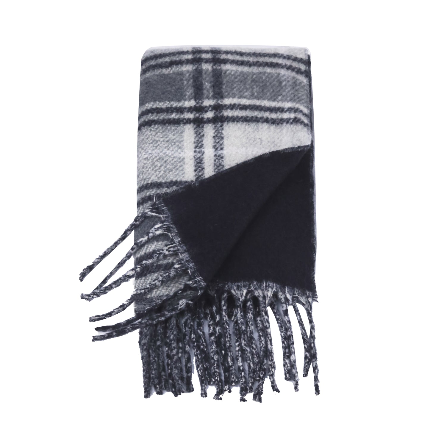 Two toned Checked print scarf black