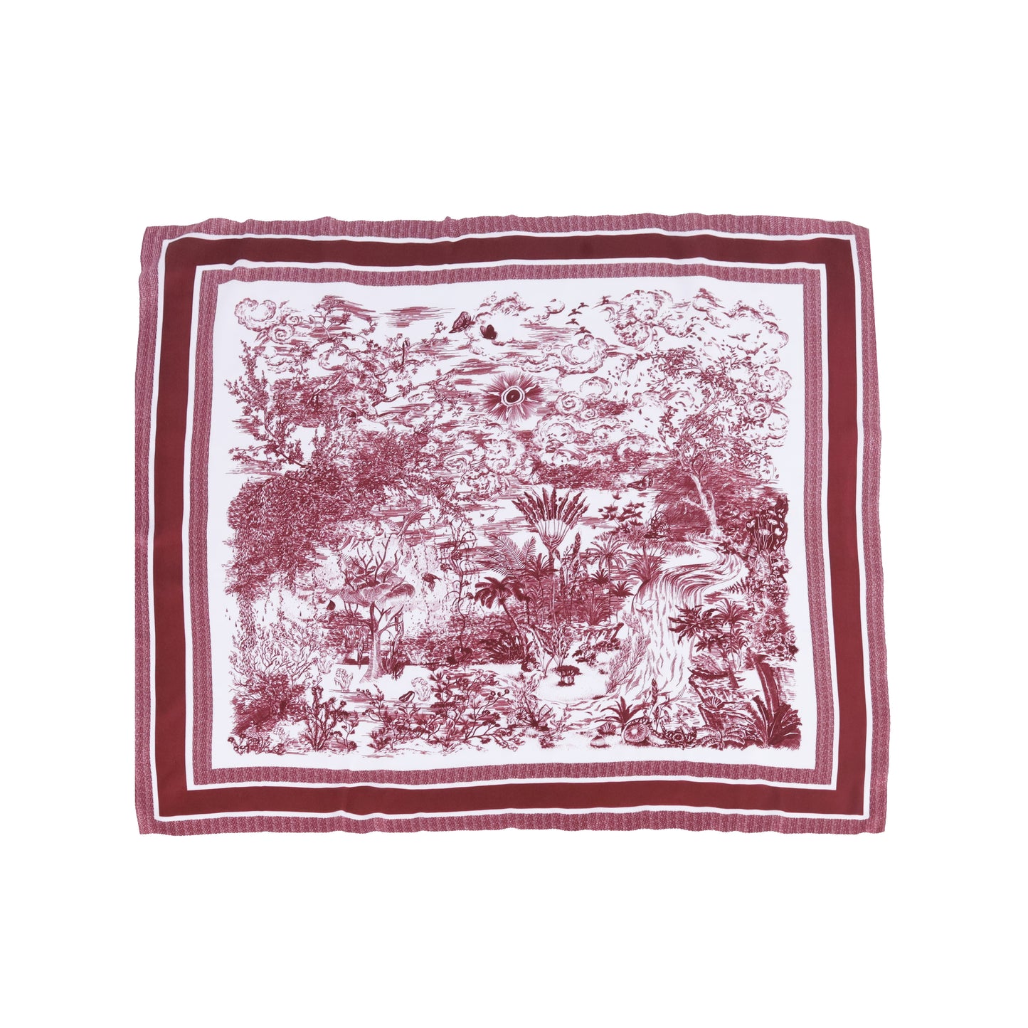 Scarf satin burgundy  print  square 70 X 70