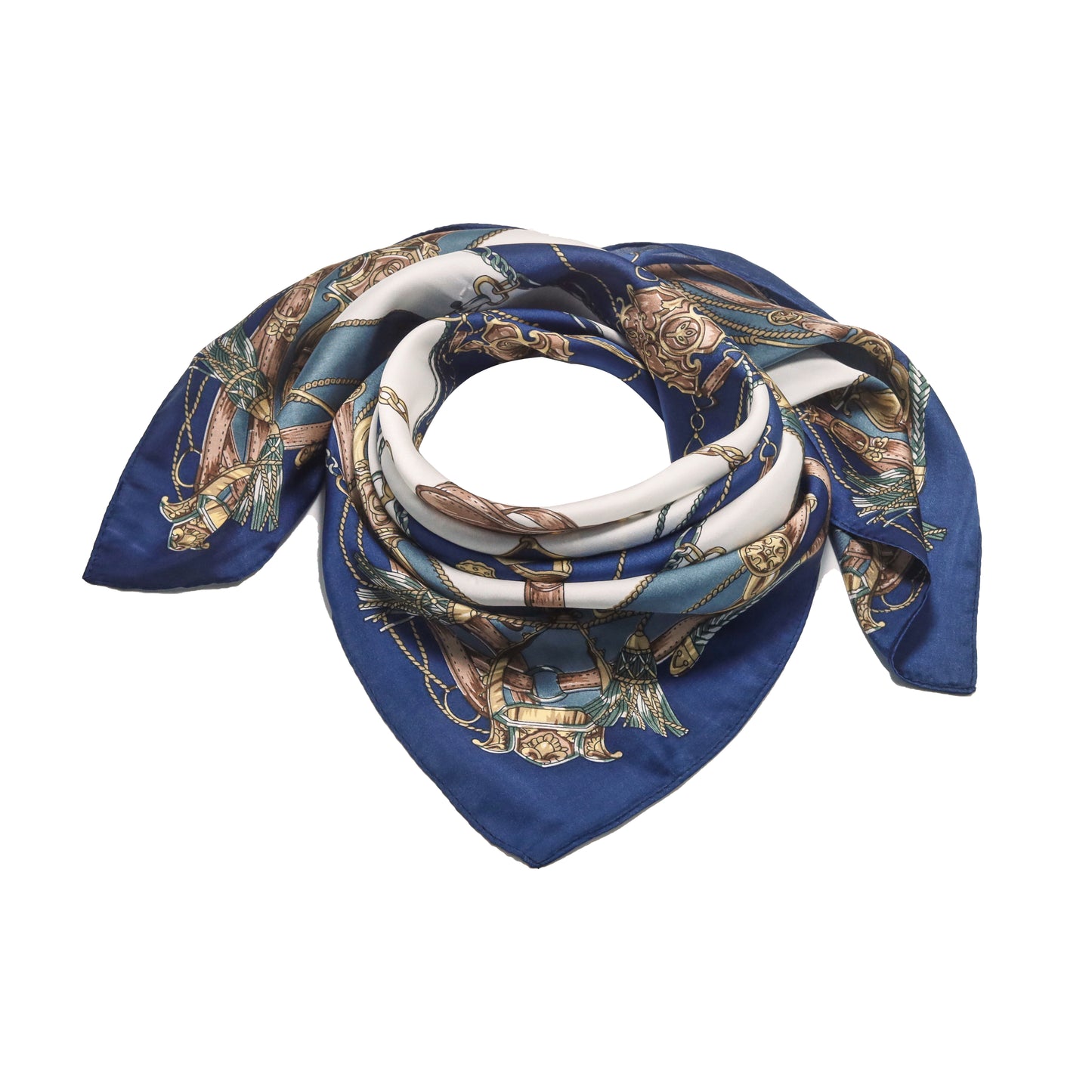 Scarf satin blue print square 70 x 70 cm