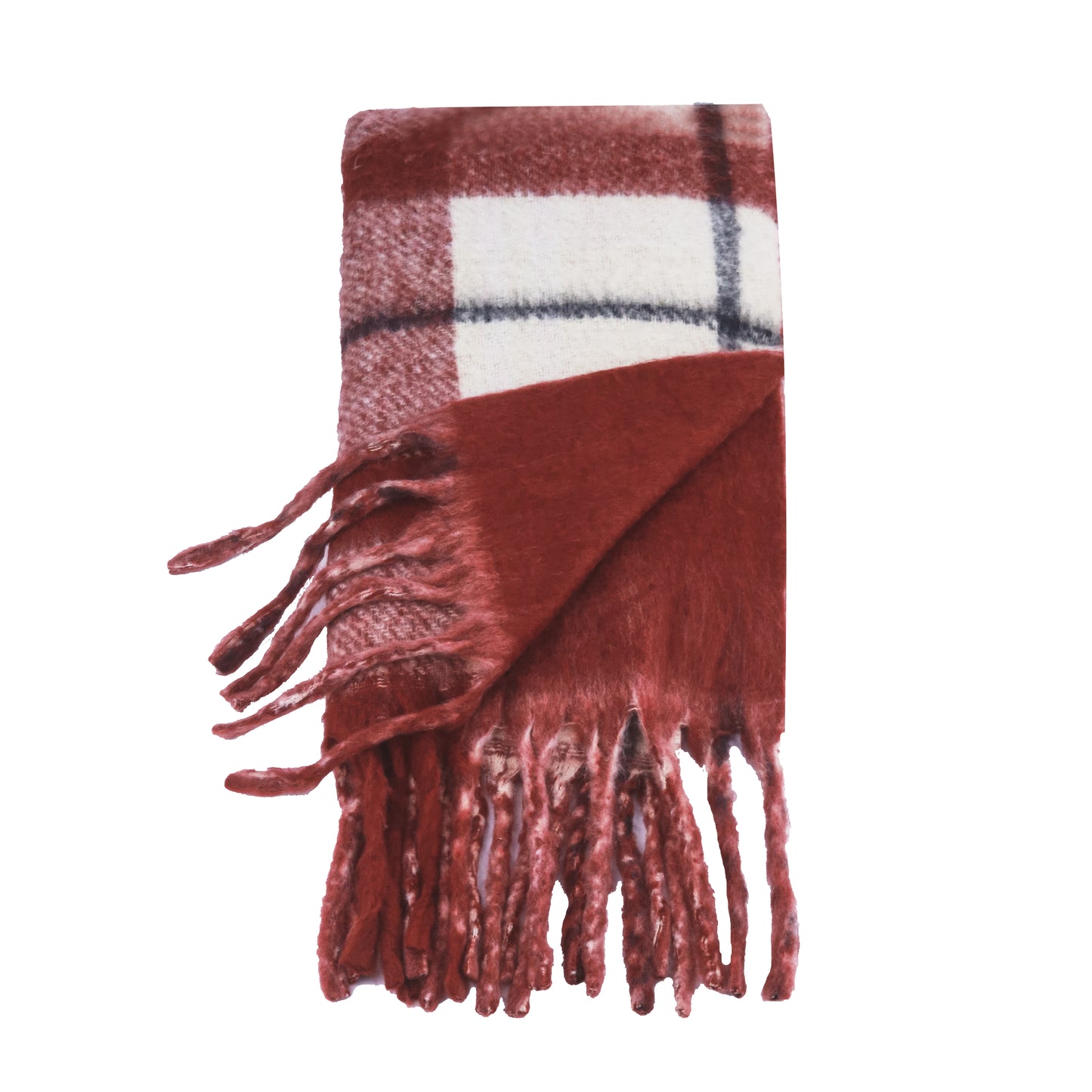 Two toned Checked print scarf red