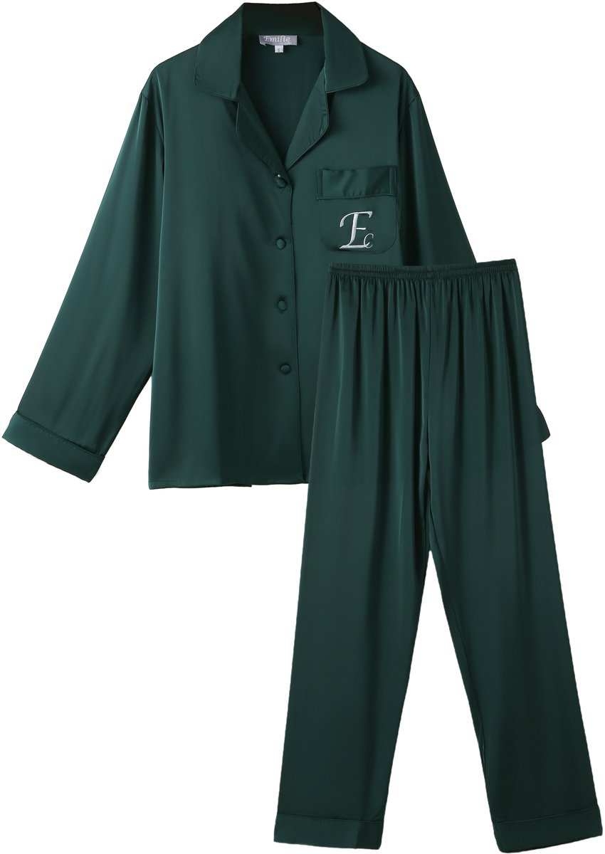 Pajamas satin luxury pants & shirt green