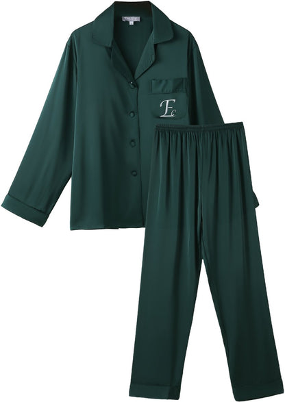 Pajamas satin luxury pants & shirt green