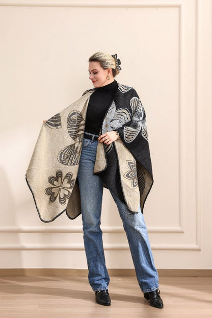 Emilie scarves  poncho  cape gray-anthracite shawl
