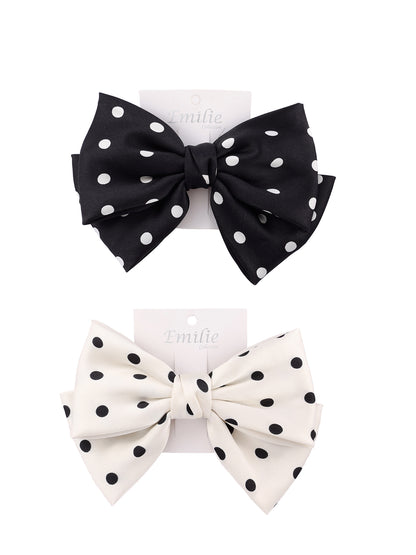 Haarspeld strik polkadots wit