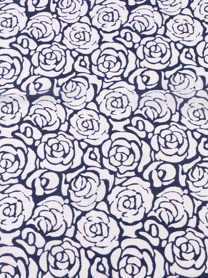 Sjaal met rozen blauw