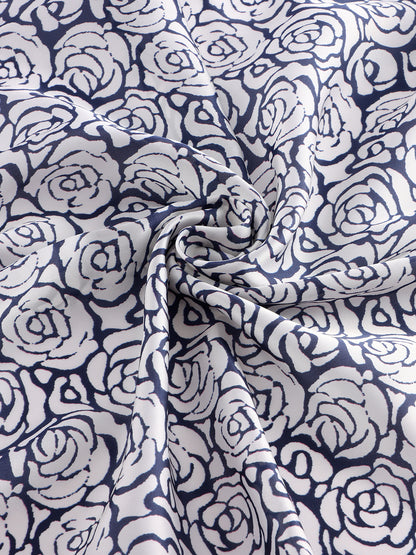 Sjaal met rozen blauw