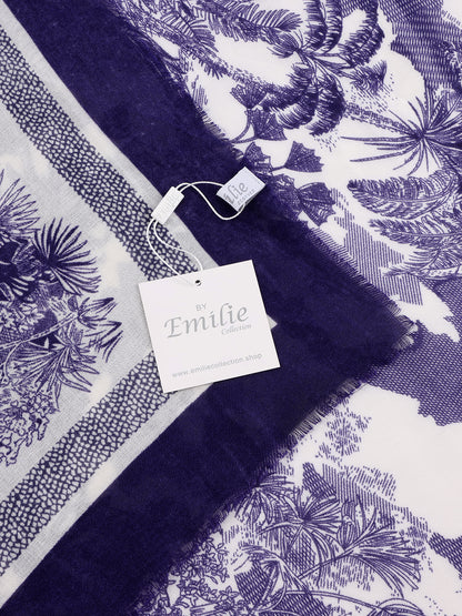 Sjaal vierkant met print blauw wit