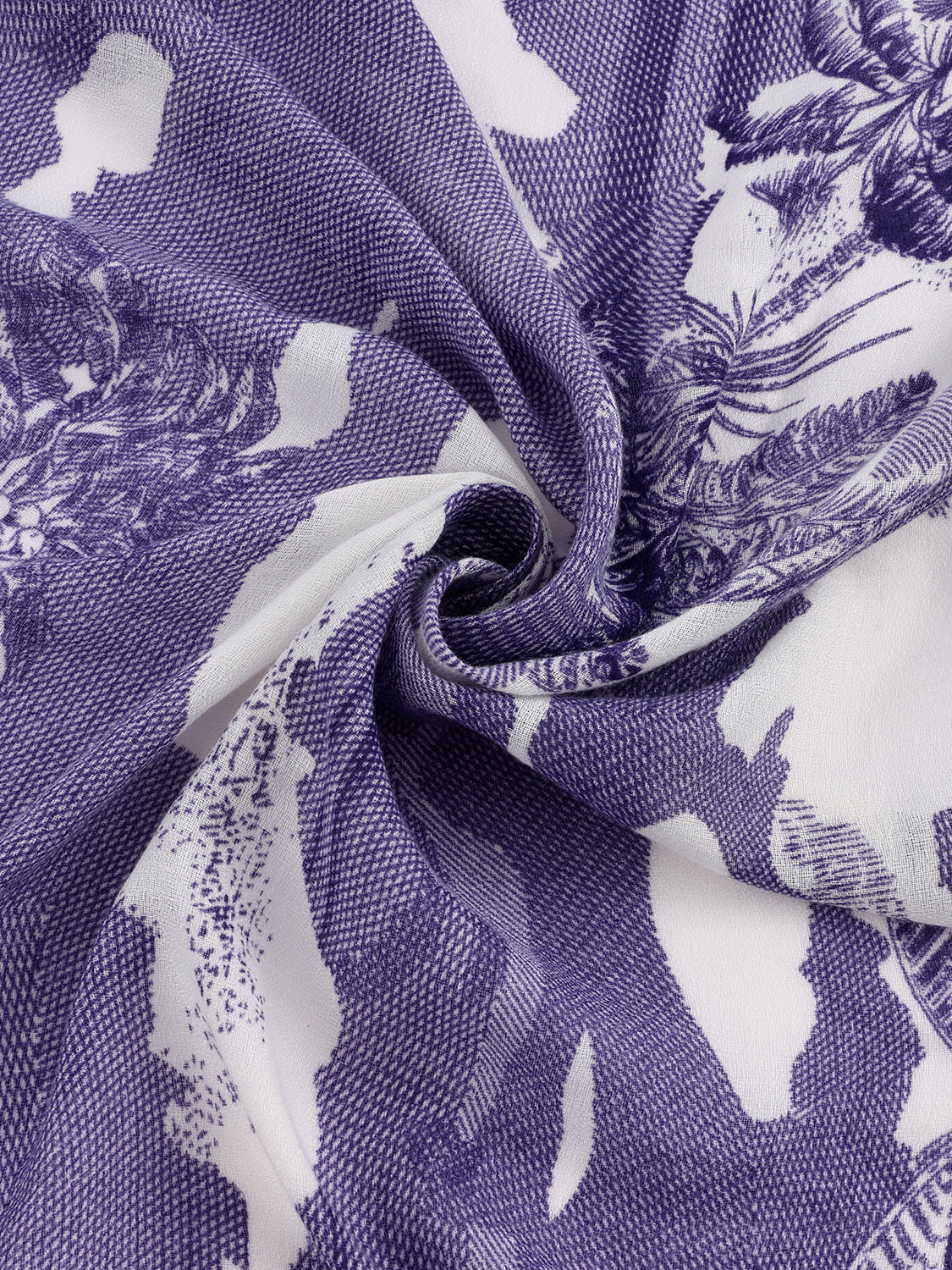 Sjaal vierkant met print blauw wit