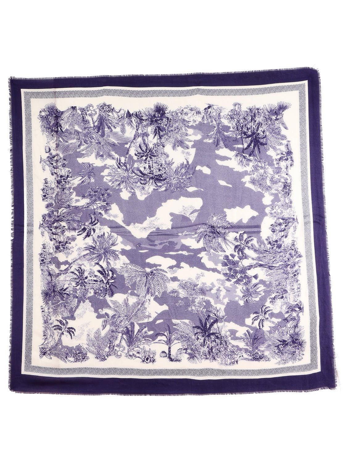 Sjaal vierkant met print blauw wit