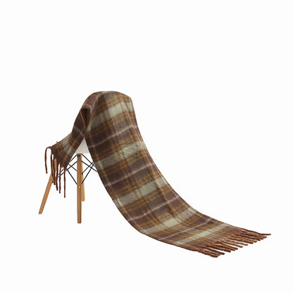 Two toned Checked print scarf brown